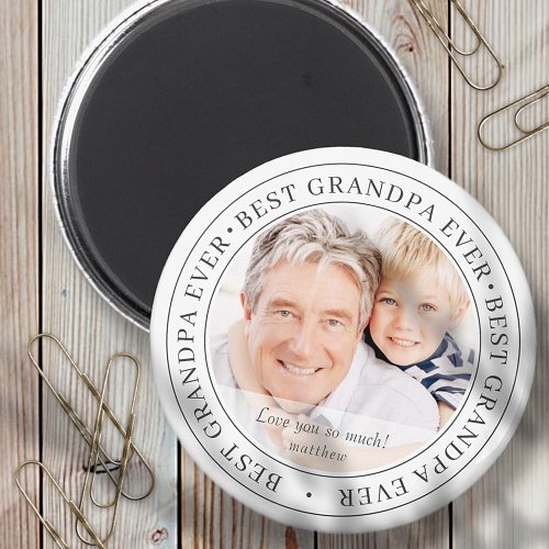 Best Grandpa Ever Modern Classic Photo Magnet