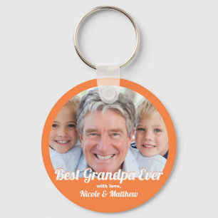 Best Grandpa Ever Modern Photo Keepsake Keychain