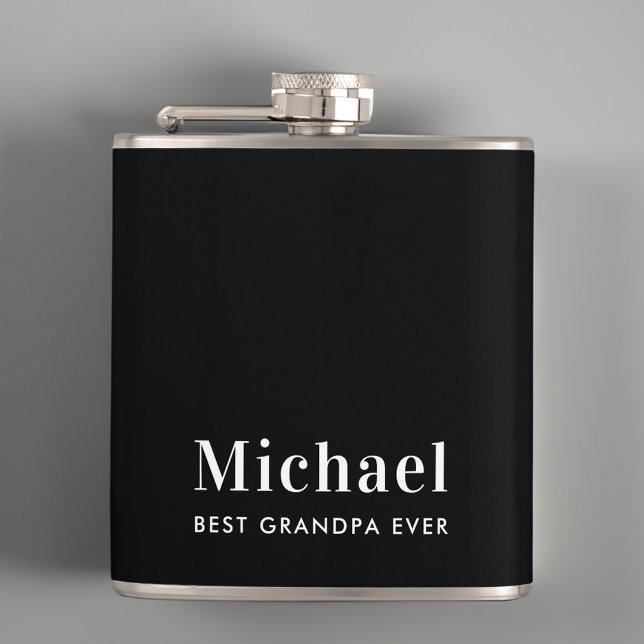 Best Grandpa Ever Monogram Black Flask (Creator Uploaded)