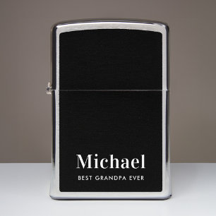 Best Grandpa Ever Monogram Black Zippo Lighter