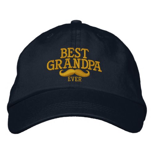 Best Grandpa Ever Mustache Embroidery Embroidered Baseball Hat