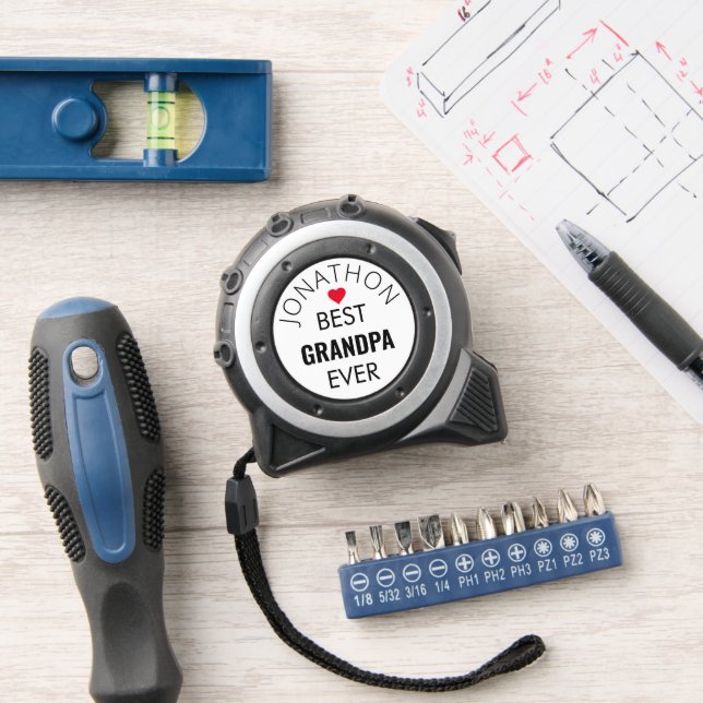 Best Grandpa Ever Name Heart Tape Measure (Workshop)