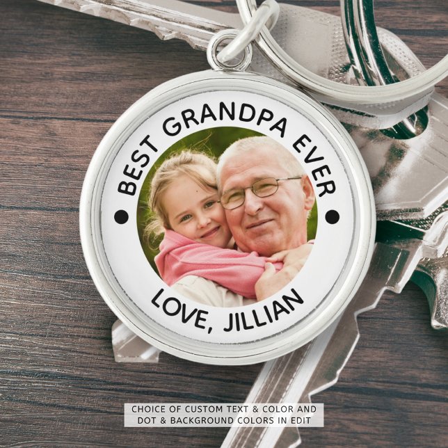 BEST GRANDPA EVER One Photo Personalized Keychain (Creator Uploaded)