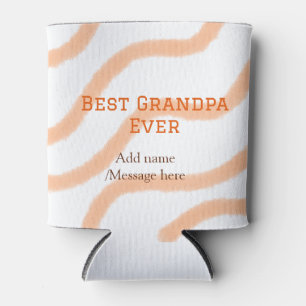 Best Grandpa ever orange stripes spiral add name t Can Cooler