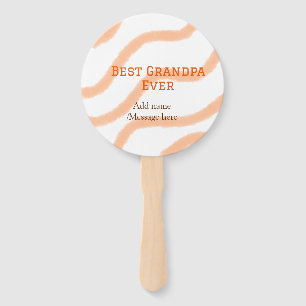 Best Grandpa ever orange stripes spiral add name t Hand Fan