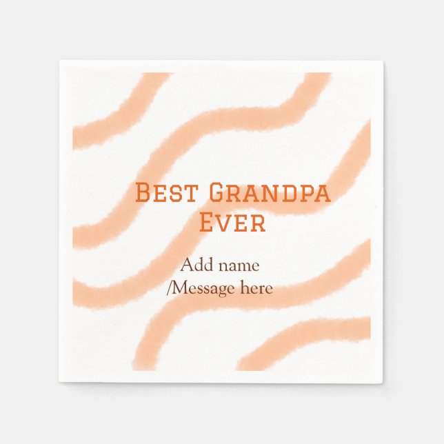 Best Grandpa ever orange stripes spiral add name t Napkins (Front)