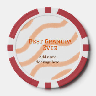 Best Grandpa ever orange stripes spiral add name t Poker Chips