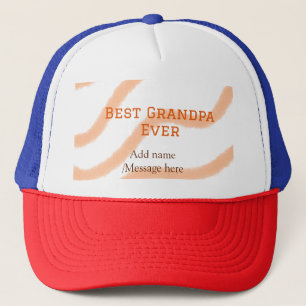 Best Grandpa ever orange stripes spiral add name t Trucker Hat