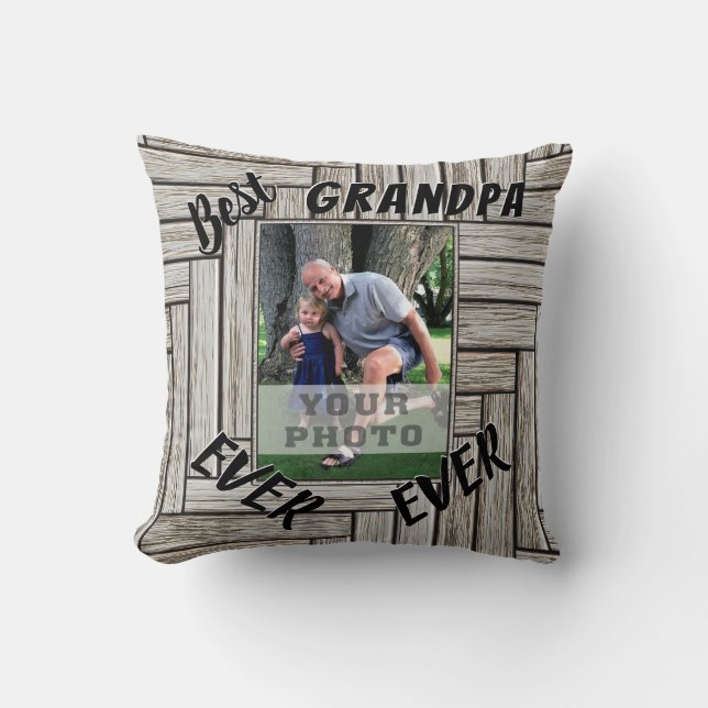 Best Grandpa Ever Personalised Photo Gifts for Him Throw Pillow (Front)
