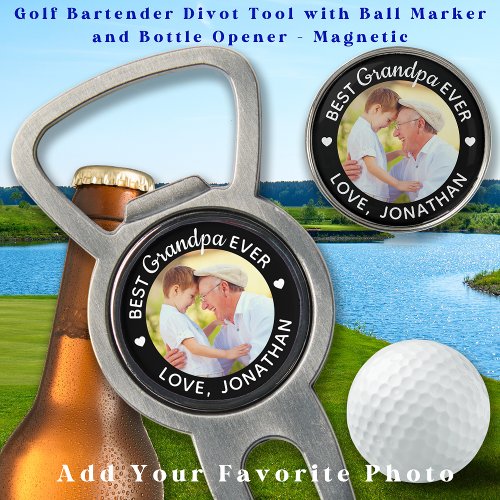 Best Grandpa Ever Personalized Custom Photo Golf Divot Tool