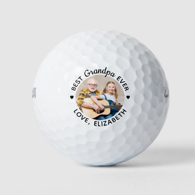 Best Grandpa Ever Personalized Custom Photo Wilson Golf Balls (Front)