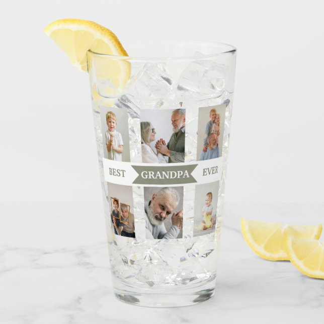 Best Grandpa Ever – Personalized Glass Cup Photos (Front Ice)