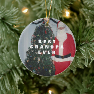 Best Grandpa Ever Personalized Gold Glitter Ceramic Ornament