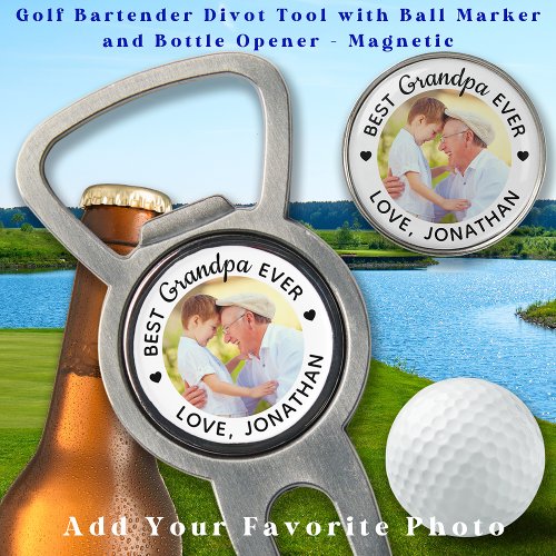 Best GRANDPA Ever Personalized Modern Photo Golf Divot Tool