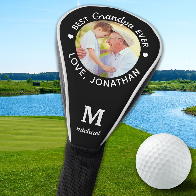 Best Grandpa Ever Personalized Monogram Name Photo Golf Head Cover (Creator Uploaded)