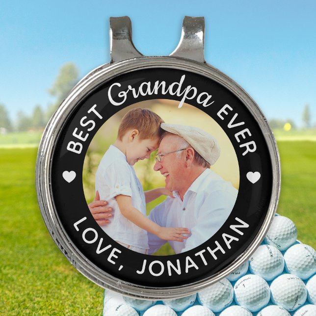 Best Grandpa Ever Personalized Name Custom Photo Golf Hat Clip (Creator Uploaded)