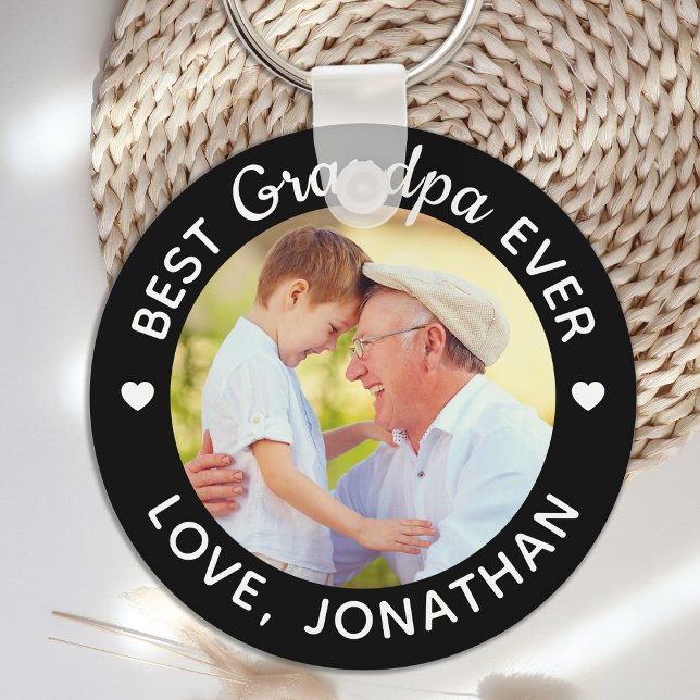 Best Grandpa Ever Personalized Name Custom Photo Keychain (Creator Uploaded)