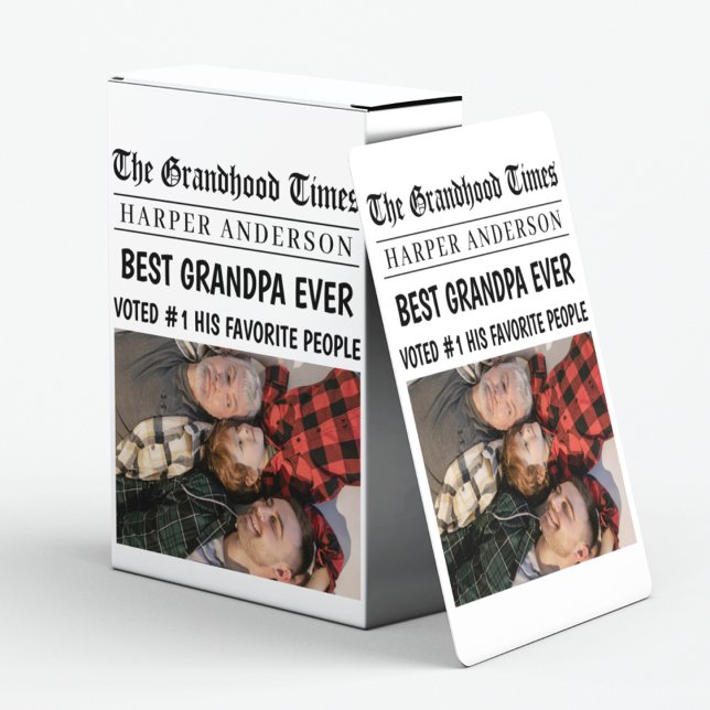 Best Grandpa Ever Personalized Newspaper Photo Poker Cards (Creator Uploaded)