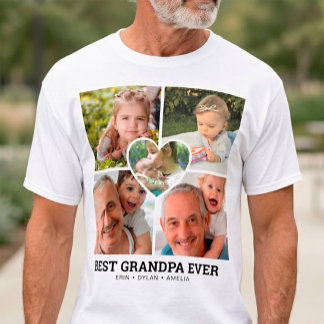 "Best Grandpa Ever" Personalized Photo Collage T-Shirt