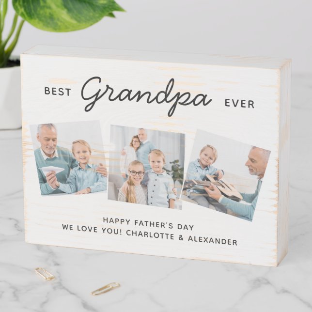 Best GRANDPA Ever Personalized Photo Father's Day Wooden Box Sign (In Situ Horizontal)