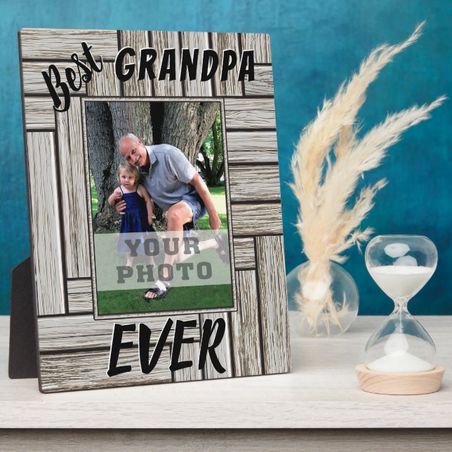 Best Grandpa Ever Personalized Photo Gifts Plaque (Side)