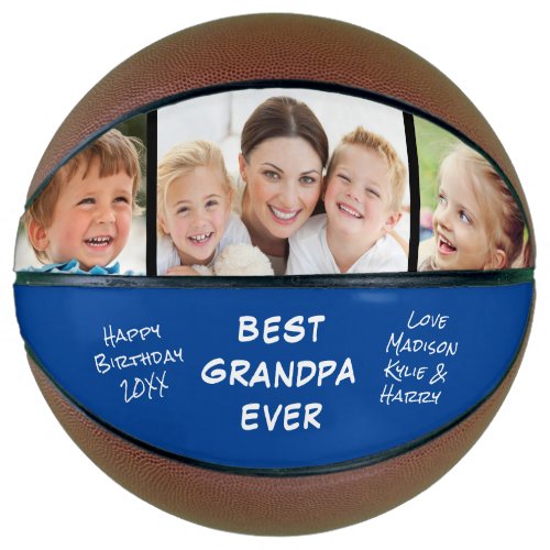 Best Grandpa Ever Personalized Photo Year Blue Basketball