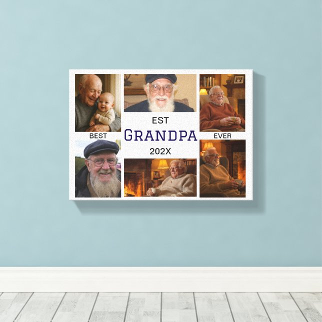 Best Grandpa Ever  – Personalized Photos Canvas Print (Insitu(Wood Floor))