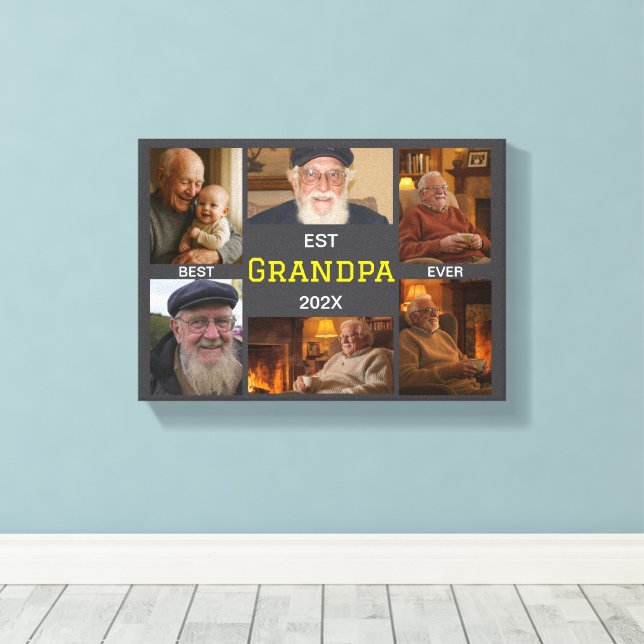 Best Grandpa Ever  – Personalized Photos Canvas Print (Insitu(Wood Floor))