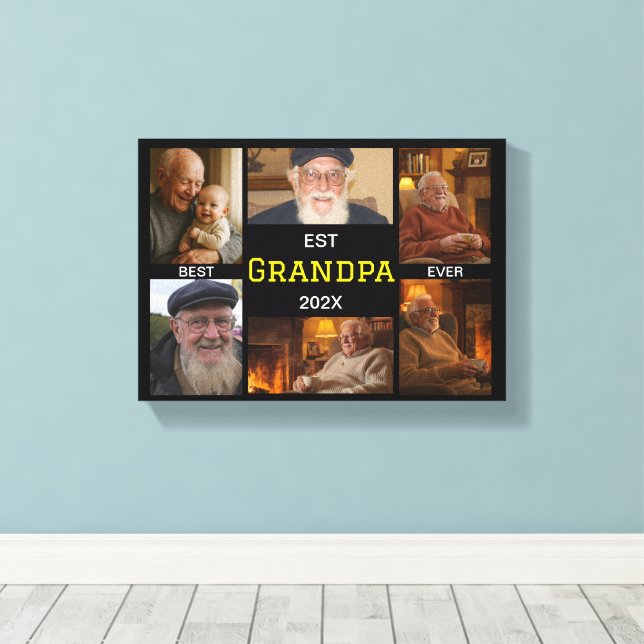 Best Grandpa Ever  – Personalized Photos Canvas Print (Insitu(Wood Floor))