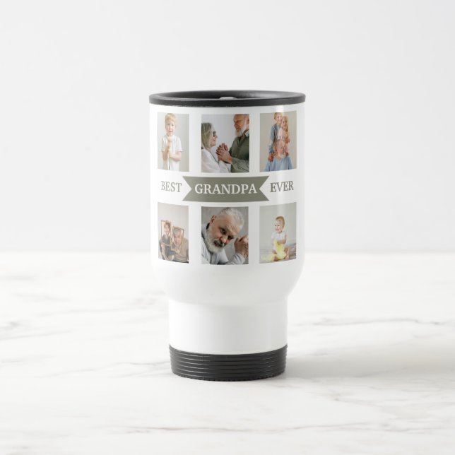 Best Grandpa Ever – Personalized Photos Travel Mug (Center)