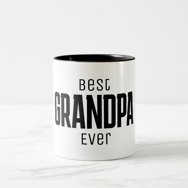 Best Grandpa Ever Personalized Script Two-Tone Coffee Mug (Center)