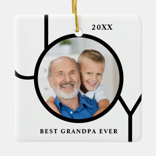 Best Grandpa Ever Photo Ceramic Ornament (Front)
