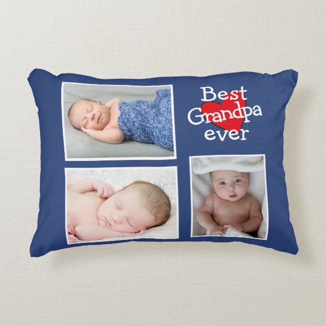 Best Grandpa Ever Photo Collage Accent Pillow (Front)