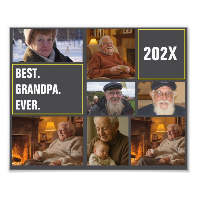 Best Grandpa Ever Photo Collage and Custom Text (Front)