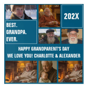 Best Grandpa Ever Photo Collage and Custom Text Acrylic Print