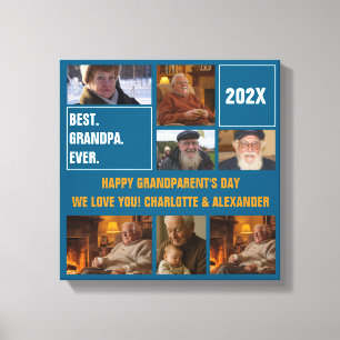 Best Grandpa Ever Photo Collage and Custom Text Canvas Print
