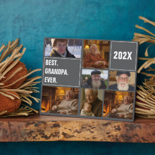 Best Grandpa Ever Photo Collage and Custom Text Plaque