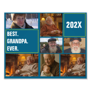 Best Grandpa Ever Photo Collage and Custom Text Print