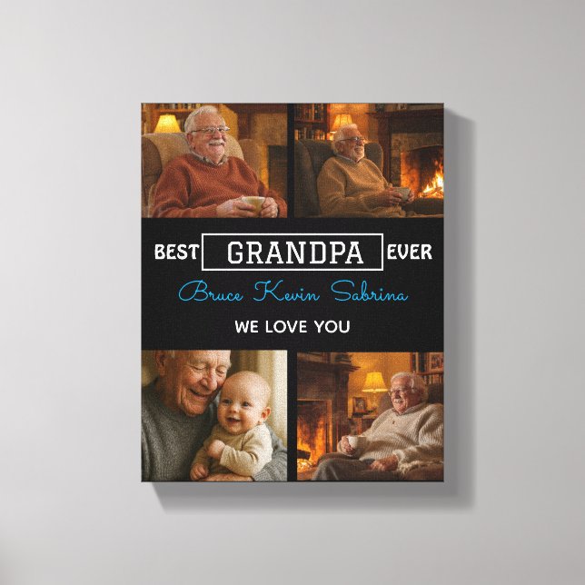 Best Grandpa Ever Photo Collage Canvas Print (Front)