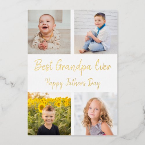 Best Grandpa Ever Photo Collage Fathers Day Card
