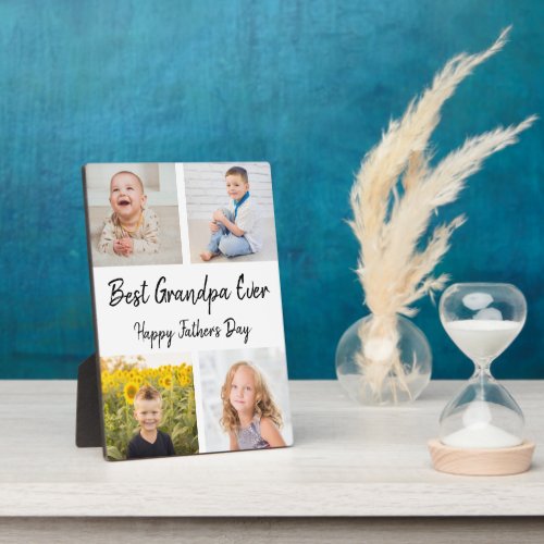 Best Grandpa Ever Photo Collage Fathers Day Plaque