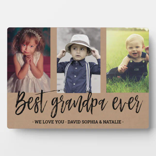 Best Grandpa Ever Photo Collage Grandfather gift Plaque | Zazzle