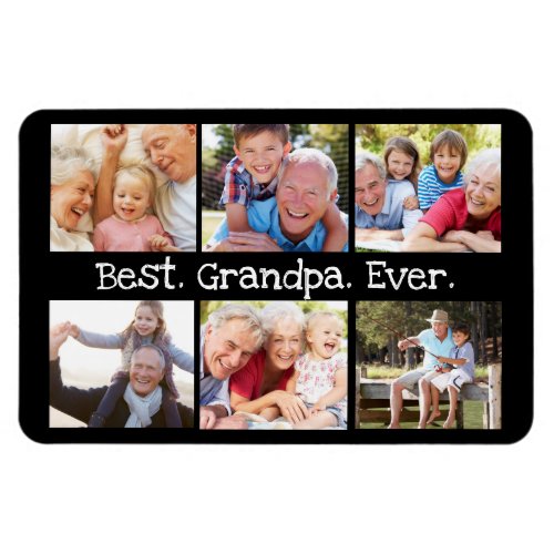 Best Grandpa Ever Photo Collage in Black Modern  Magnet