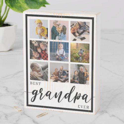 Best Grandpa Ever Photo Collage Keepsake  Wooden Box Sign