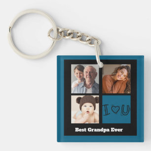 Best Grandpa Ever Photo collage Keychain