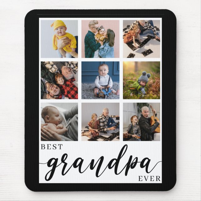 Best Grandpa Ever Photo Collage  Mouse Pad (Front)
