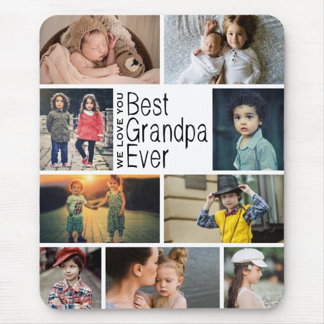 Best Grandpa Ever Photo Collage Mouse Pad (Front)
