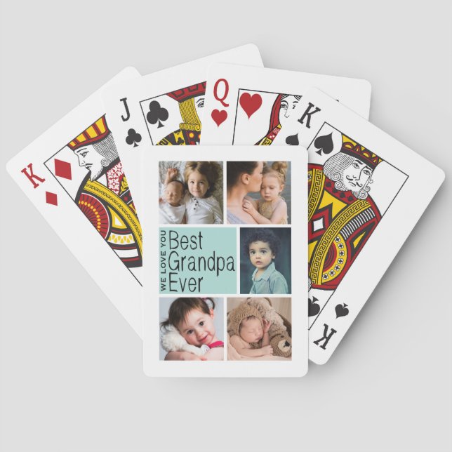 Best Grandpa Ever Photo Collage Poker Cards (Back)