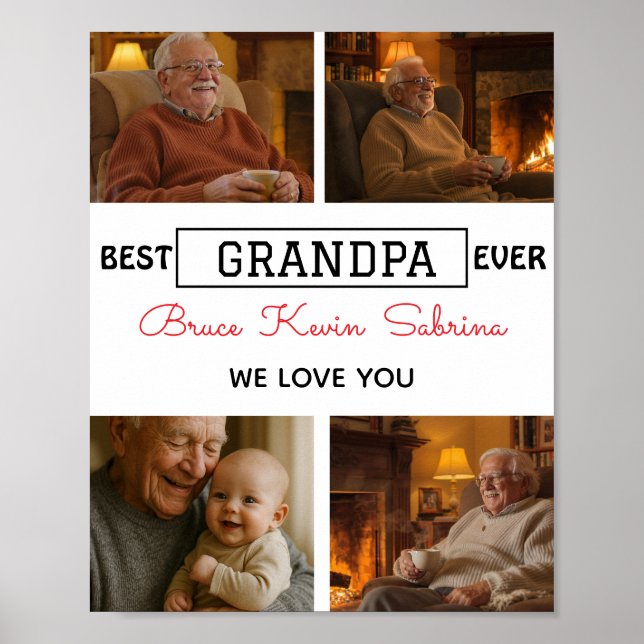 Best Grandpa Ever Photo Collage Poster (Front)