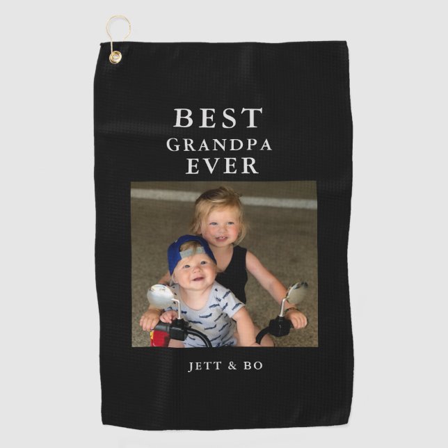 Best Grandpa Ever Photo Custom Golf Towel (Front)